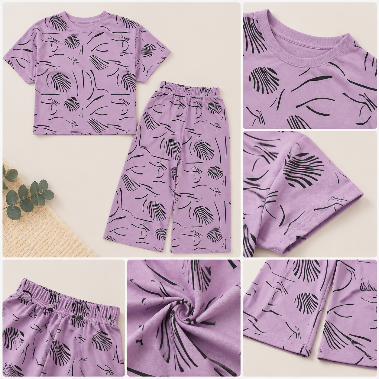 Girls Lavender Abstract Printed Co-Ord Set EG-162