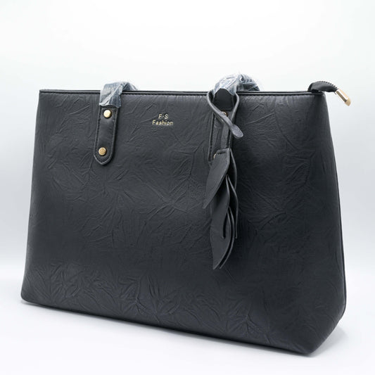 Classic Black Textured Handbag for Women - kids clothing by New Outfit Pakistan