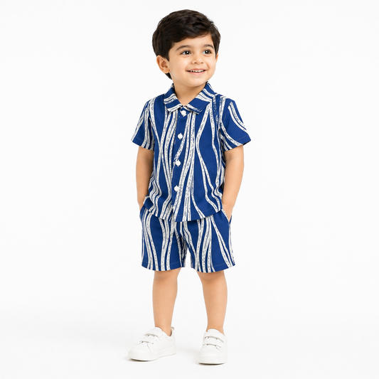 Royal Blue Summer Co-ord Set - kids clothing by New Outfit Pakistan