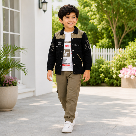 Boys Premium 3-Piece Jacket Suit – Graphic T-Shirt, Contrast Jacket & Jersey Trouser (NOF-1956)