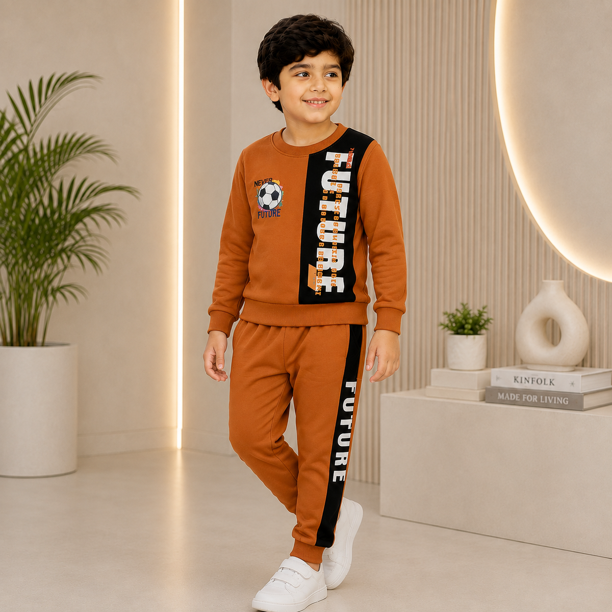 Boys Future Graphic Tracksuit – Full Sleeve Sweatshirt & Jogger Set (NOF-1946/7)