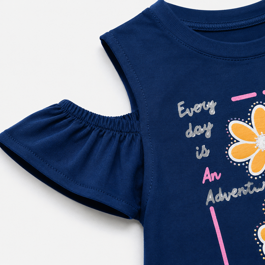 Girls Navy Blue Floral Co-Ord Set EG-163 - kids clothing by New Outfit Pakistan - image 3