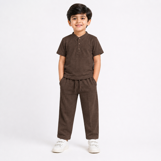 Kids Brown Casual Summer Co-Ord Set for Boys - kids clothing by New Outfit Pakistan