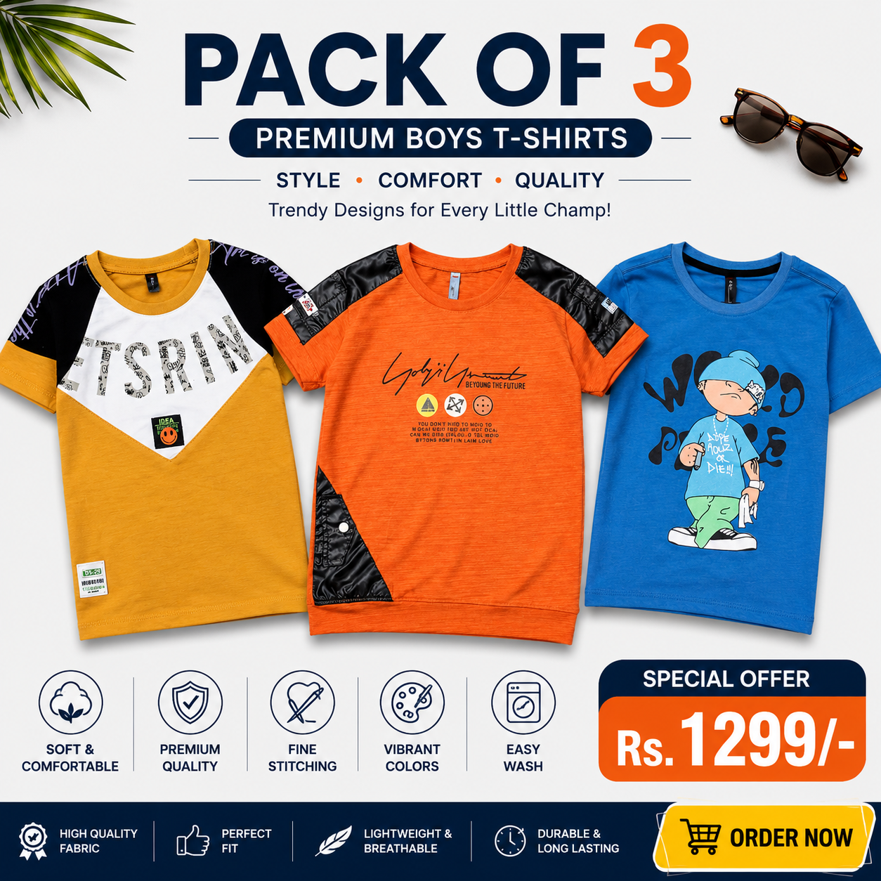 Boys Summer T-Shirts Pack Of 3
