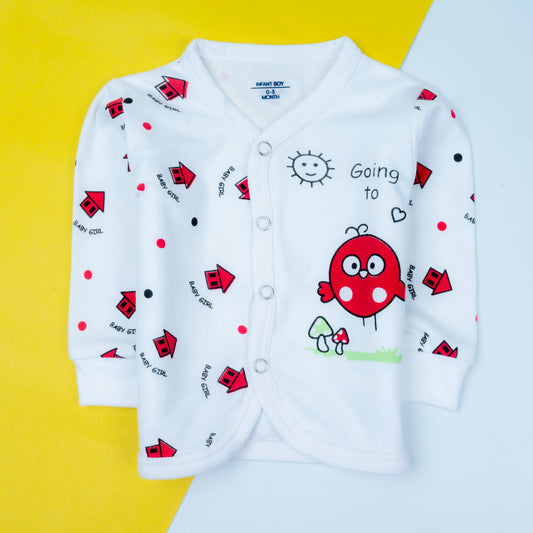 5-Piece Infant Dress Set – Soft PC Fabric Newborn Outfit with Bib, Cap & Pants (Red)