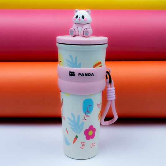 Cute Panda Printed Tumbler with Straw & Strap – Kids Drinking Cup - kids clothing by New Outfit Pakistan - image 3