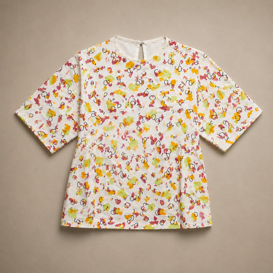 Girls Floral Print Cotton Lawn Peplum Top – Lightweight Summer Casual Wear - kids clothing by New Outfit Pakistan - image 3