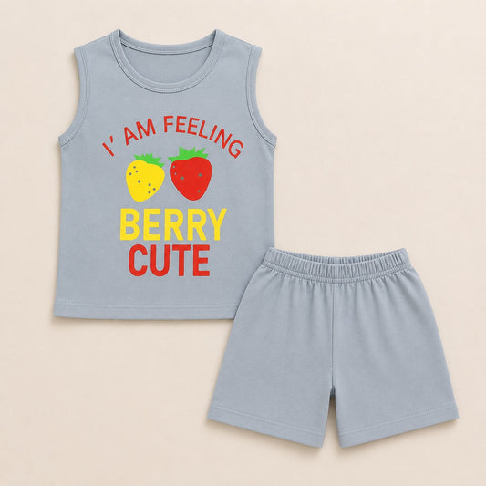 Kids Berry Cute Sleeveless T-Shirt & Shorts Co-Ord Set – Soft Cotton Summer Outfit - kids clothing by New Outfit Pakistan