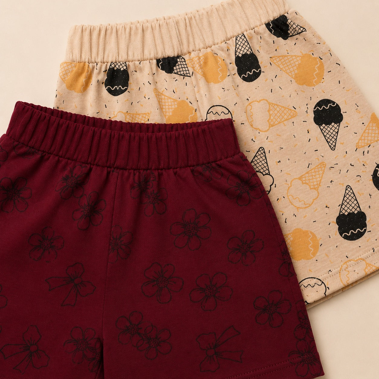 Girls Printed Jersey Shorts Pack of 2