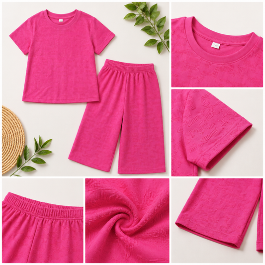 Girls Pink Printed Co-Ord Set EG-161 - kids clothing by New Outfit Pakistan - image 3