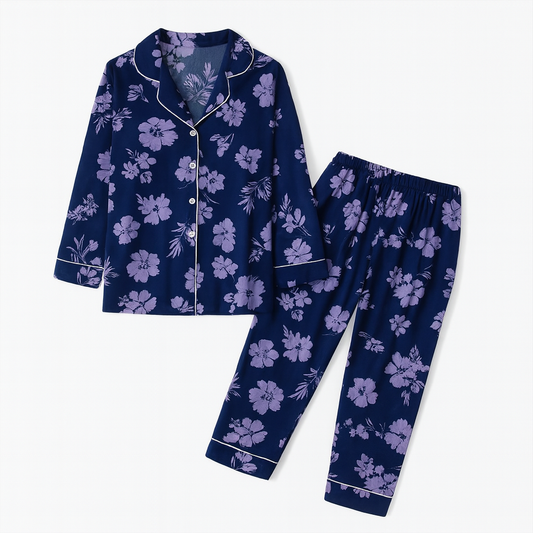 Women Night Suit (Purple Flover)