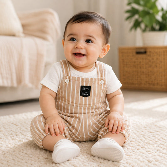 2 Pcs Baby Boy Romper Set with White T-Shirt – china Imported Fabric