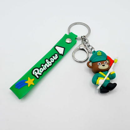 Rainbow Red Strap Teddy Bear Keychain (JB-09)