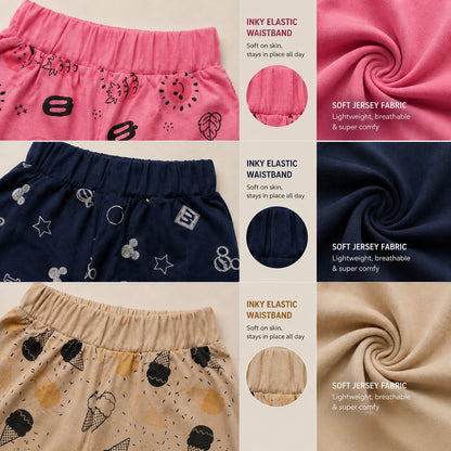 Girl Premium Jersey Shorts Pack of 3 – Soft, Stretchable & Breathable Summer Shorts