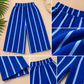 Girls Blue Striped Palazzo Pants – Soft Summer Wide Leg Trouser - kids clothing by New Outfit Pakistan - image 2