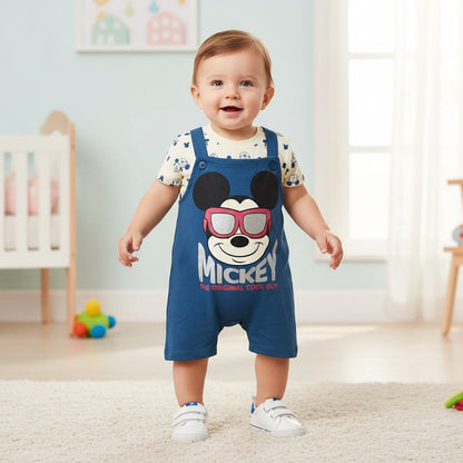 2pcs-Baby Boys Mickey Dungaree Romper Set