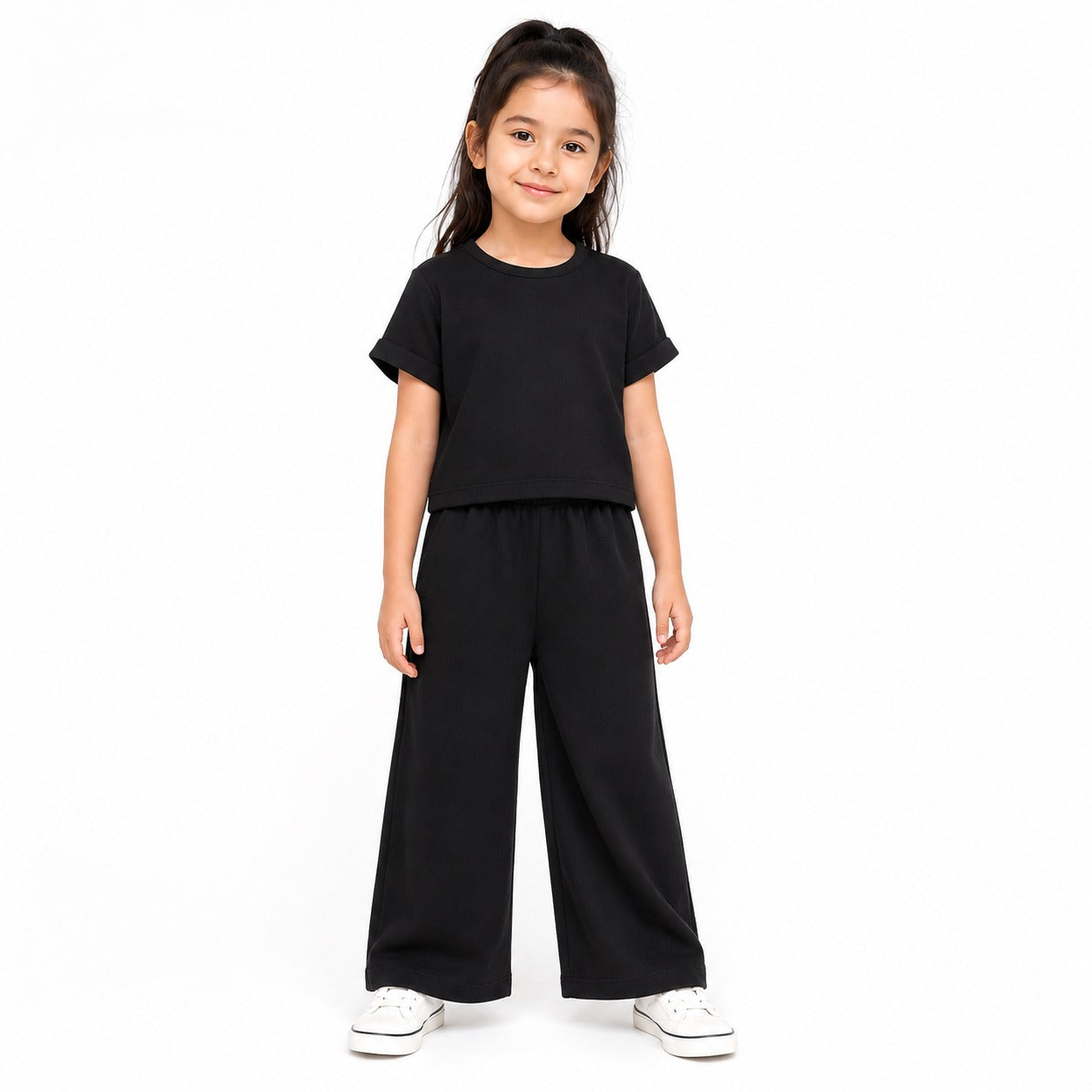 Girls Premium Co-Ord Set | Half Sleeve Top & Wide Leg Pants (eb-0101)