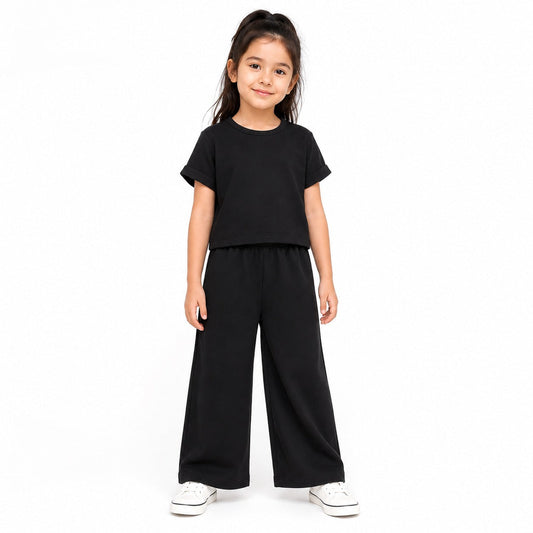 Girls Premium Co-Ord Set | Half Sleeve Top & Wide Leg Pants (eb-0101)