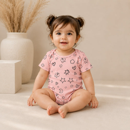 Baby Girls Printed Romper – Soft Jersey Fabric