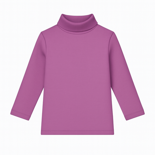 Girls High-Neck Sweater (Dark-Pink)