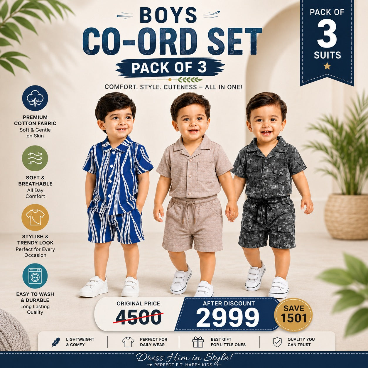Boys Co-Ord Set Pack of 3 – China Imported Fabric