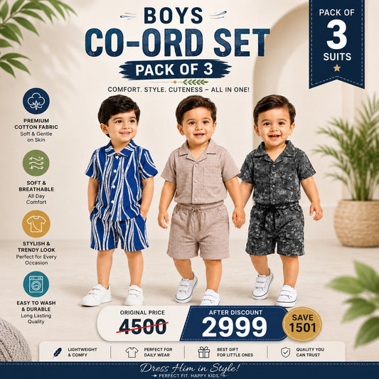 Boys Co-Ord Set Pack of 3 – China Imported Fabric - kids clothing by New Outfit Pakistan