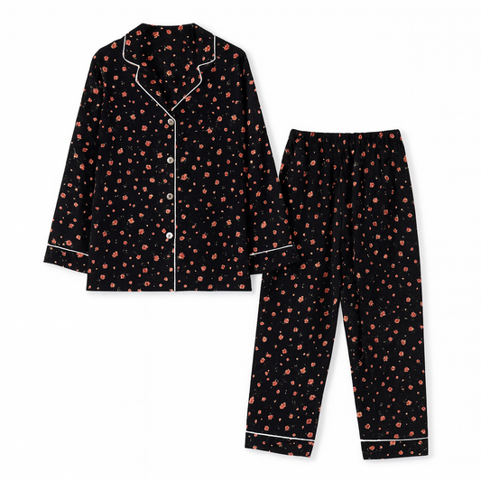 Women Night Suit (Black Floral)