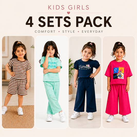 Kids Girls Combo Pack of 4 Stylish Summer Outfits (EG 333)