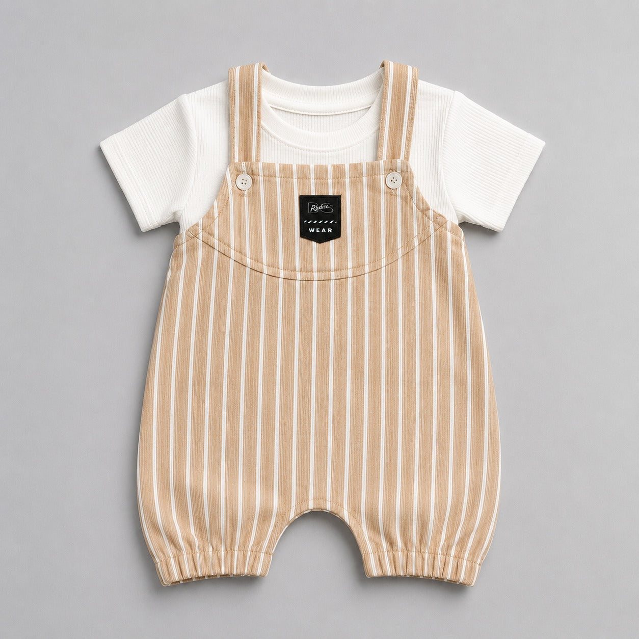 2 Pcs Baby Boy Romper Set with White T-Shirt – china Imported Fabric