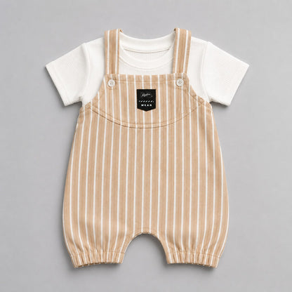 2 Pcs Baby Boy Romper Set with White T-Shirt – china Imported Fabric