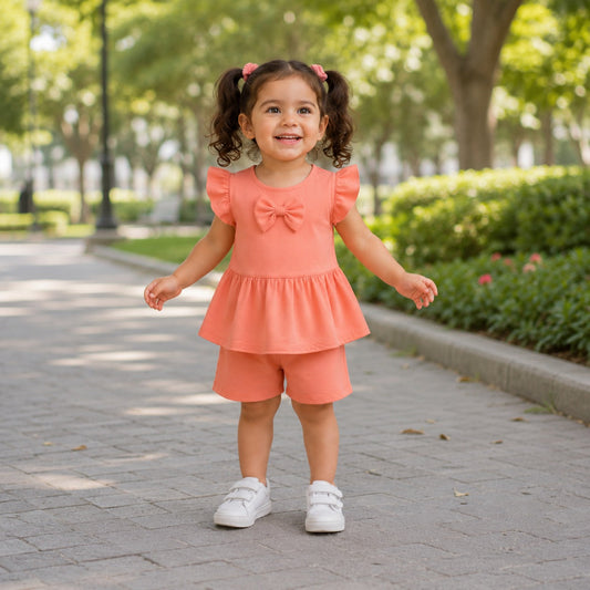 Girls Summer Peplum Top & Shorts Set EG-164