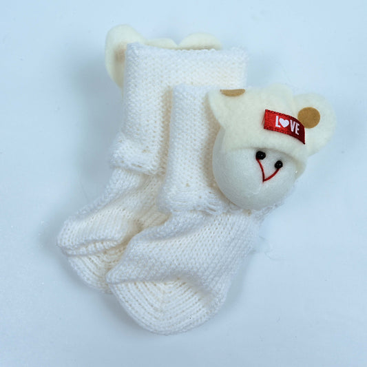 Charming White Knitted Infant Socks - kids clothing by New Outfit Pakistan