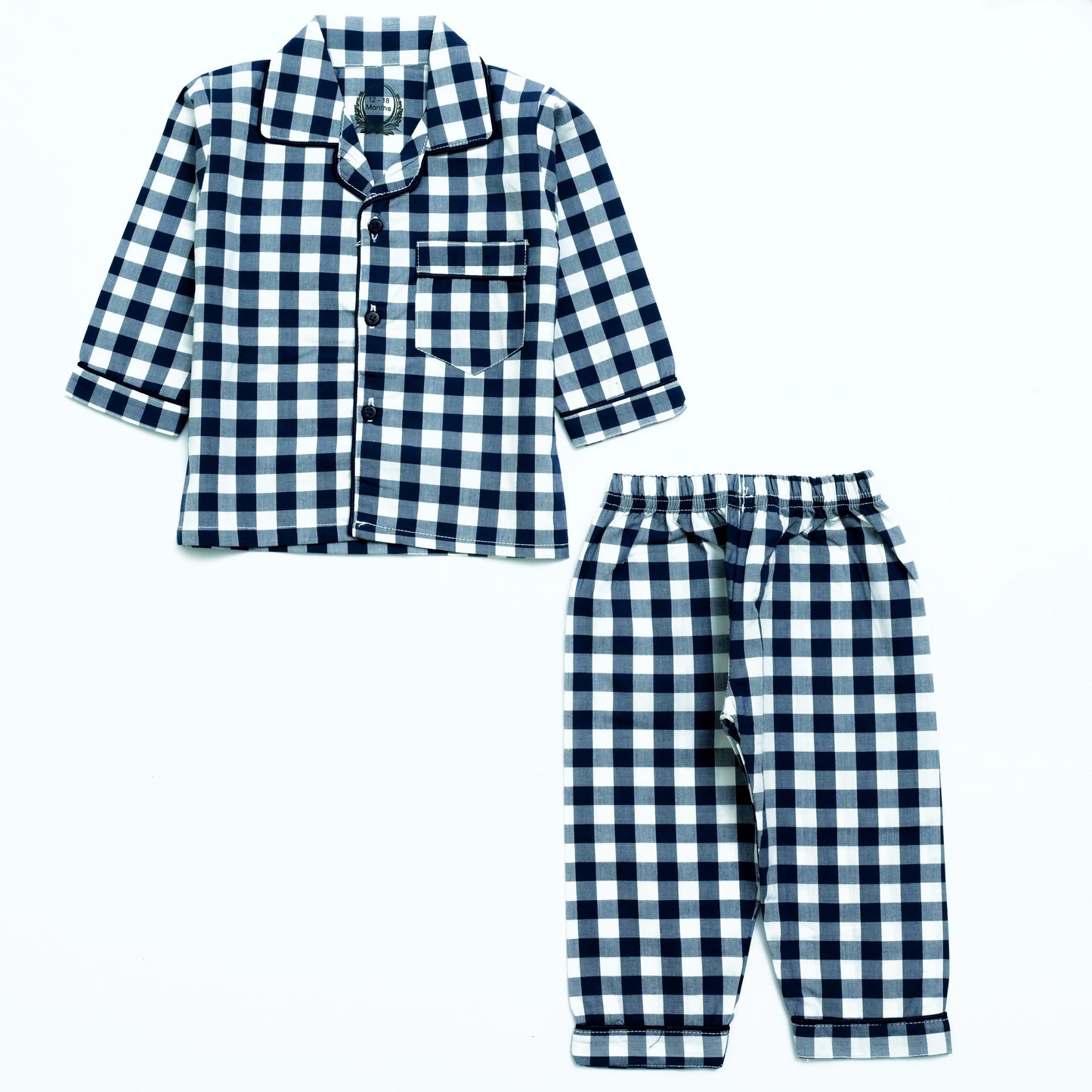Classic Navy Checkered Boys Night Suit