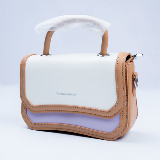 Stylish Leather Bags For Women (Brown/White/Purple)