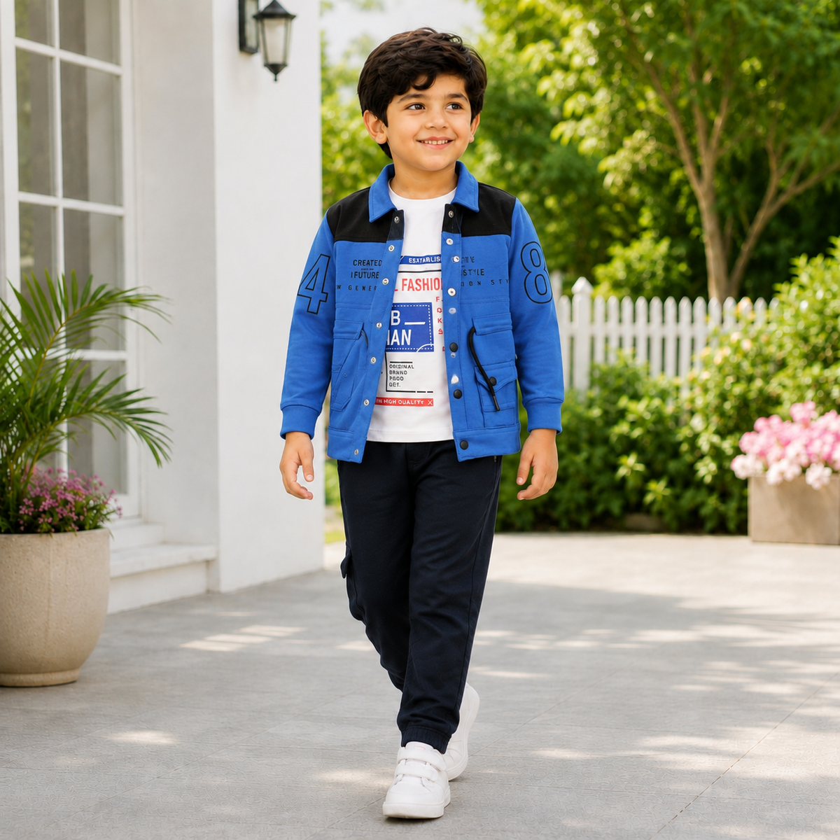 Boys Premium 3-Piece Jacket Suit – Graphic T-Shirt, Contrast Jacket & Jersey Trouser (NOF-1956)