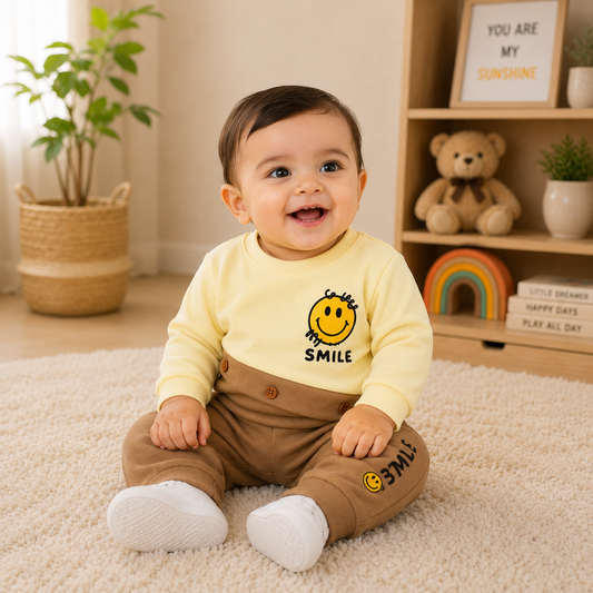 Baby Boys Smile Graphic Two-Piece Suit – Sweatshirt & Jogger Set (JB-102)