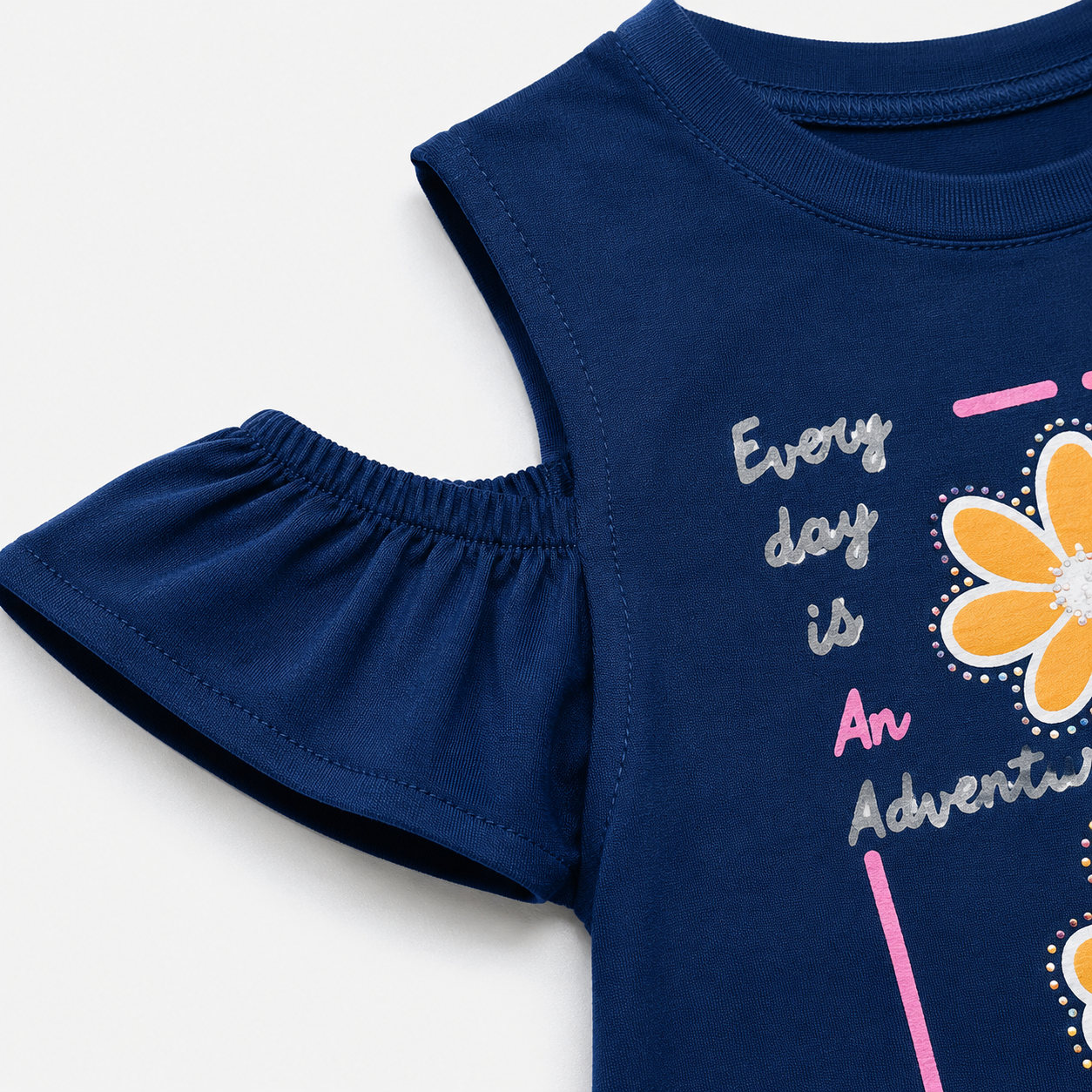 Girls Navy Blue Floral Co-Ord Set  EG-163