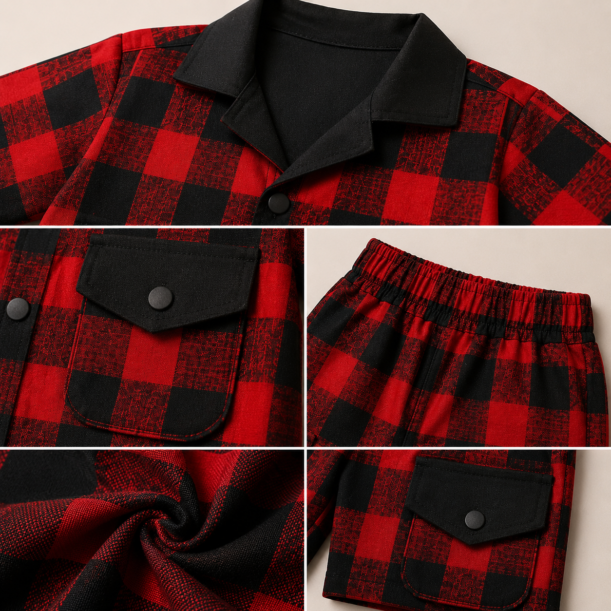 Boys Red & Black Checkered Co-Ord Set –  JB-(EB271)