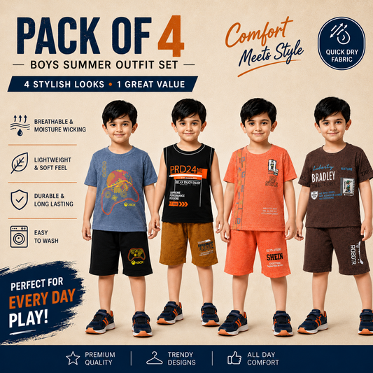 Boys Jersey Summer Collection – Pack of 4 - kids clothing by New Outfit Pakistan