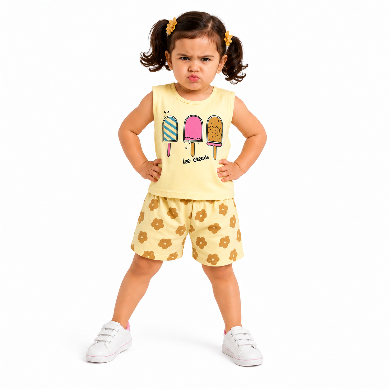 Girls Ice Cream Print Summer Co-ord Set