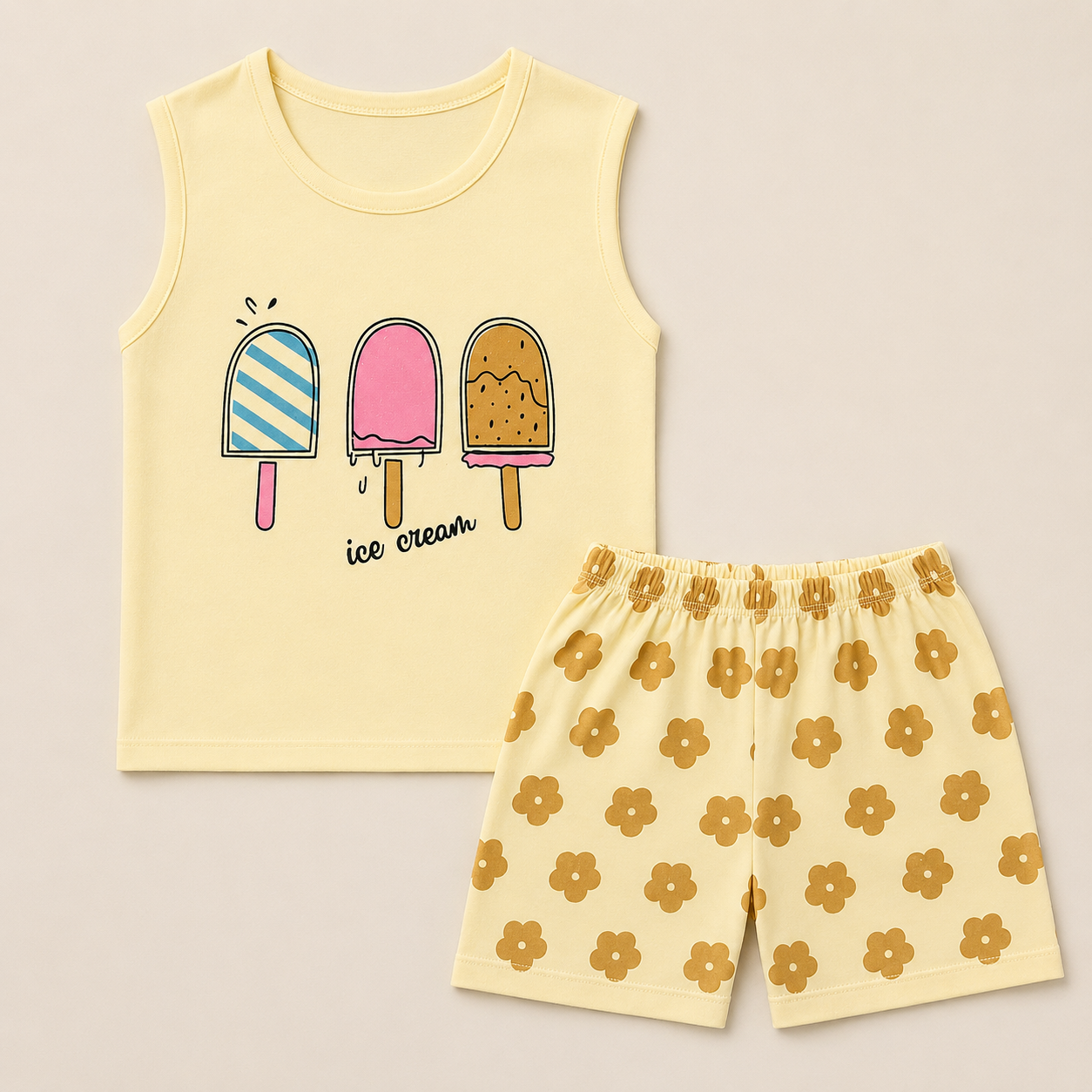 Girls Ice Cream Print Summer Co-ord Set