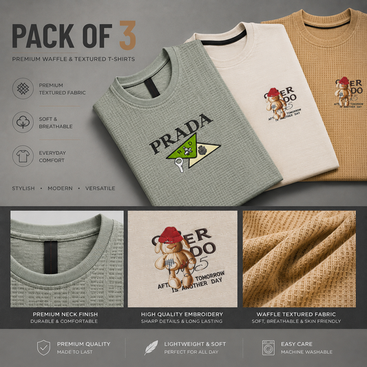Pack of 3 Premium Textured T-Shirts