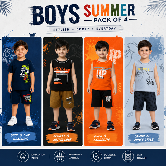 TRENDY BOYS PACK OF 4 - kids clothing by New Outfit Pakistan