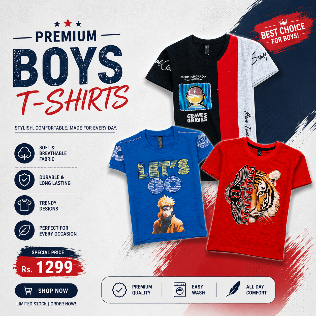 Trendy Boys Tees – Pack of 3