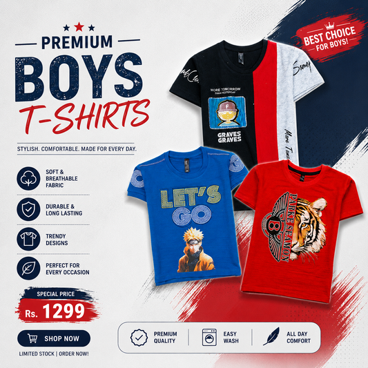 Trendy Boys Tees – Pack of 3