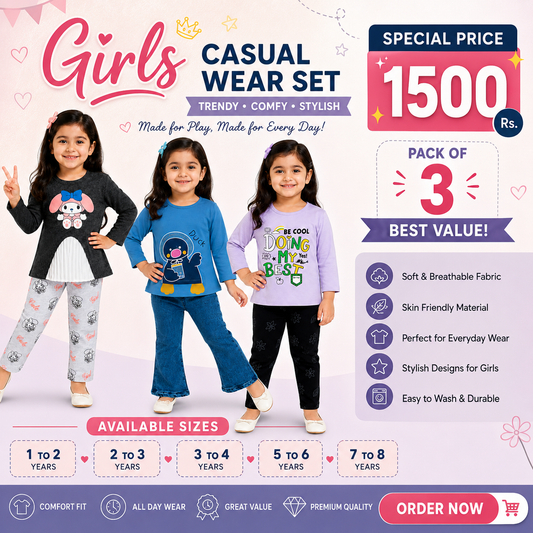 Girls Multi Color Suit Set Trendy • Comfy • Stylish