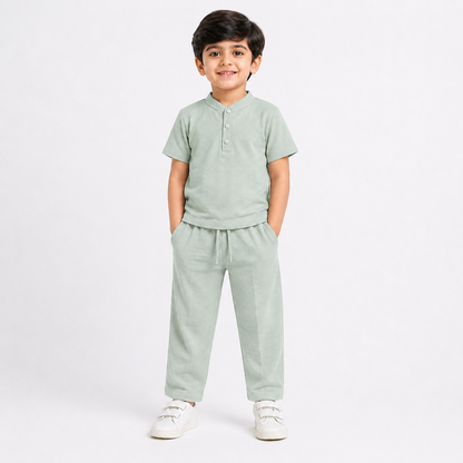 Kids Brown Casual Summer Co-Ord Set for Boys