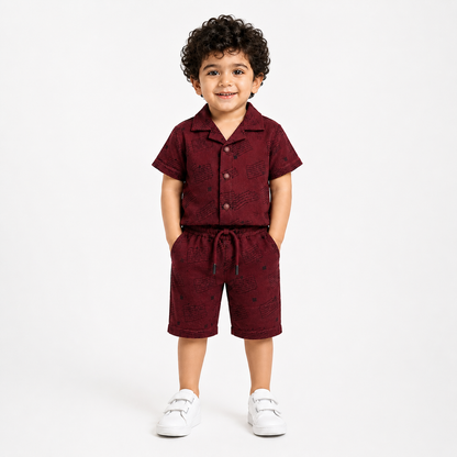 Kids Black Premium Summer Co-Ord Set for Boys