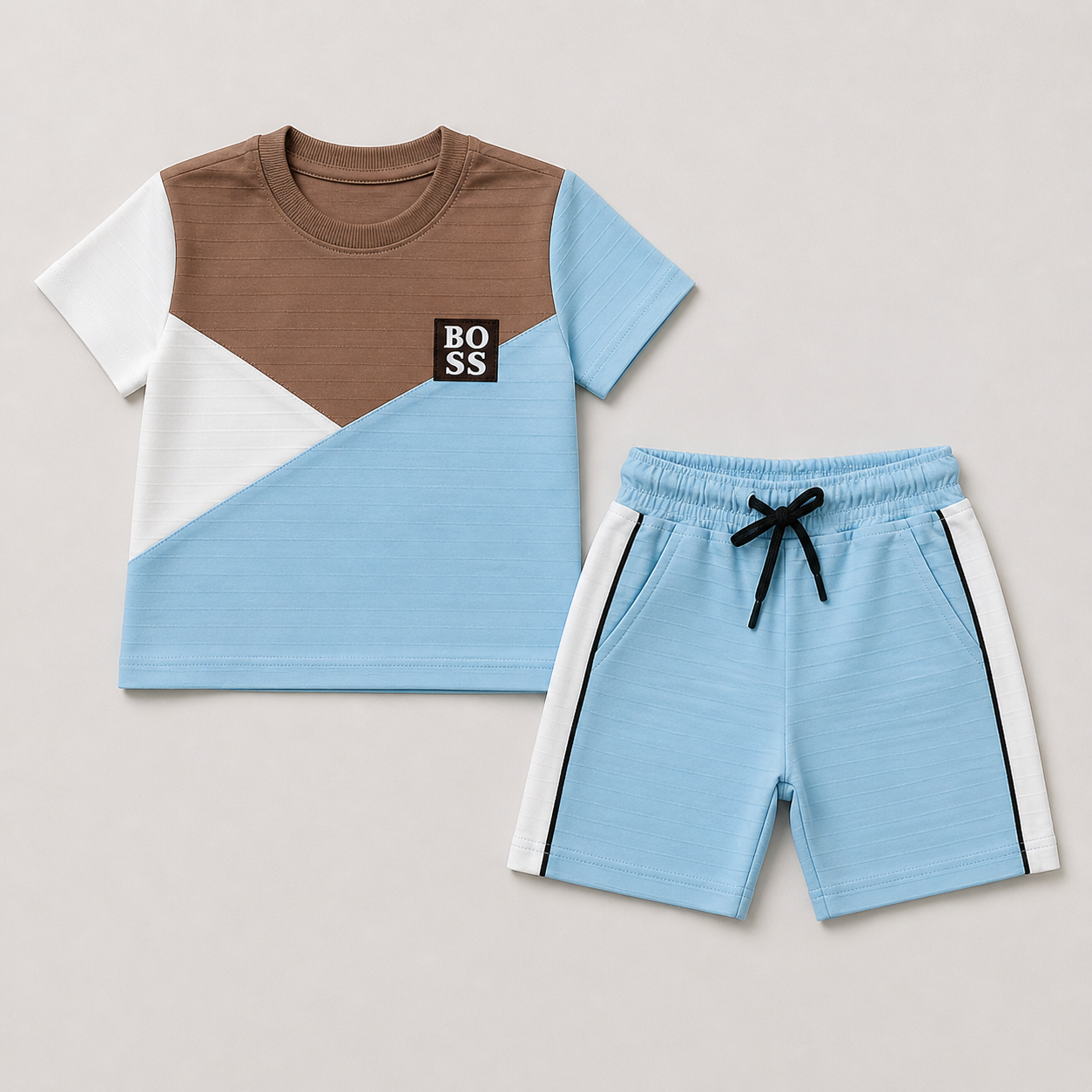 Kids Color Block Summer Co-Ord Set for Boys