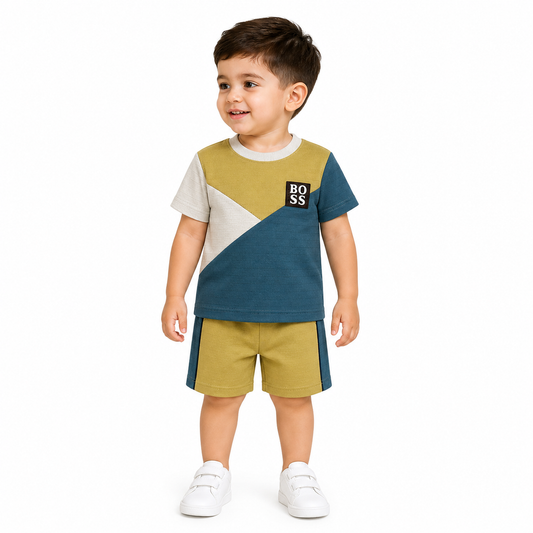Kids Color Block Summer Co-Ord Set for Boys - kids clothing by New Outfit Pakistan